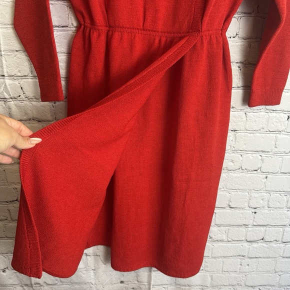 VTG St. John for I.Magnin Red Button Detailed Knit‎ Dress Nursing Sz 10/MEDIUM - Picture 5 of 12